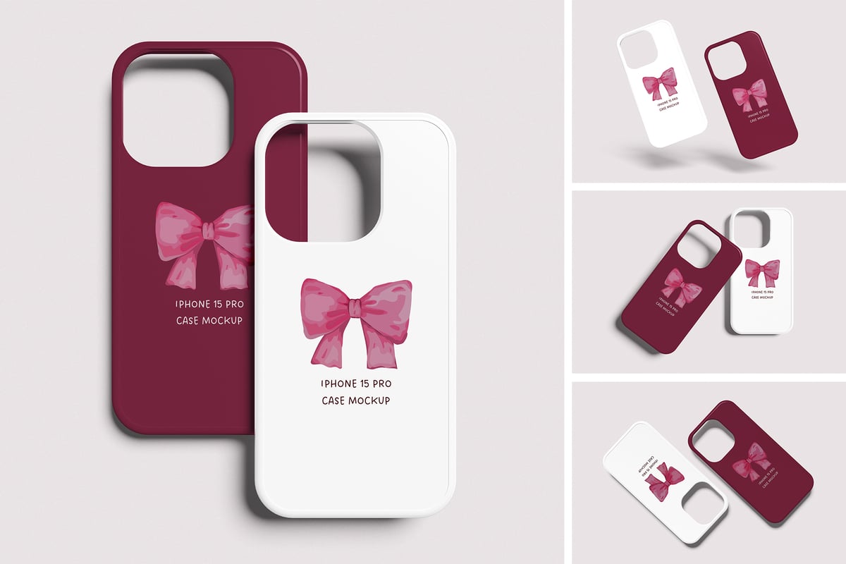 iPhone 15 Pro 手机样机 (PSD,PDF)
