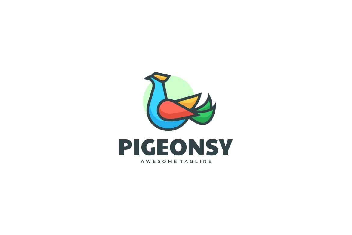 鸽子简单吉祥物标志Logo设计模板 Pigeon Simple Mascot Logo