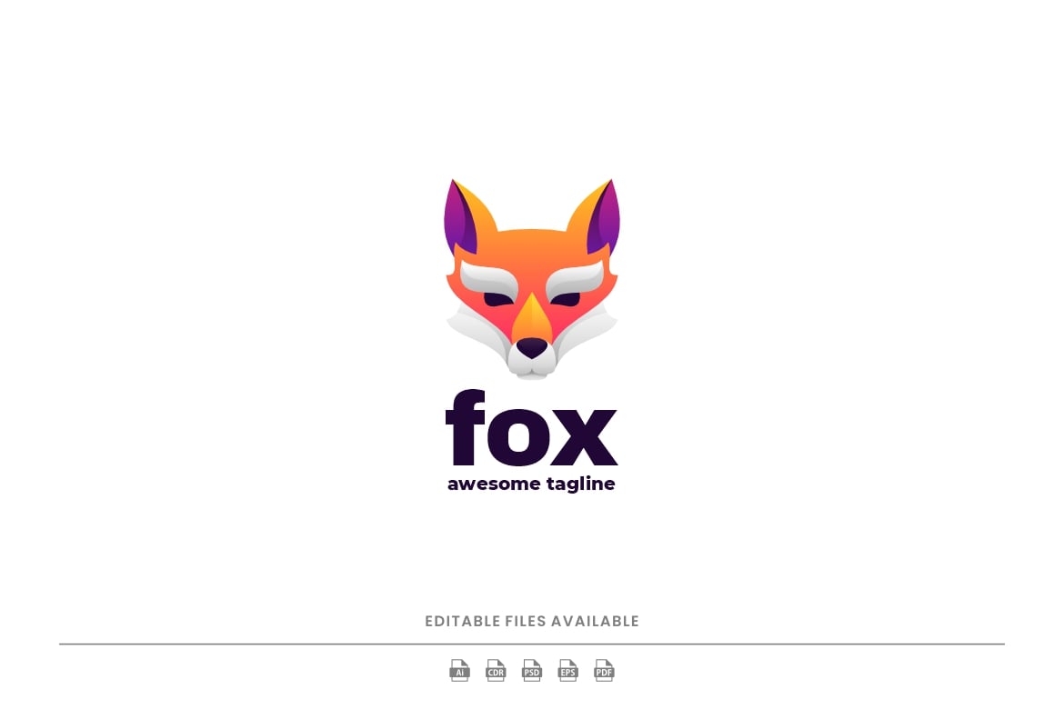 狐狸渐变彩色标志Logo设计模板 Fox Gradient Colorful Logo