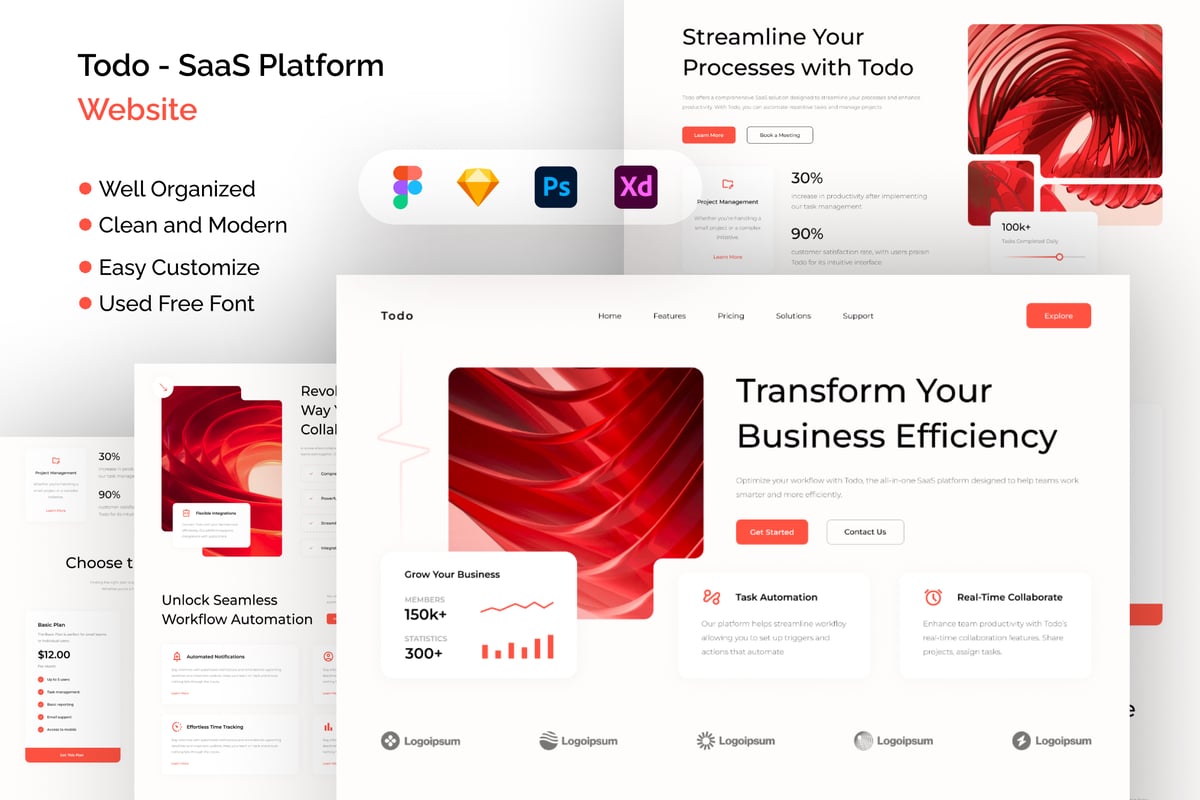 SaaS平台网站UI设计模板 Todo - SaaS Platform Website