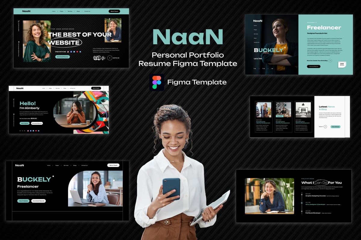 个人作品集和简历网站 Figma 模板 Naan - Personal Porfolio & Resume Figma Template
