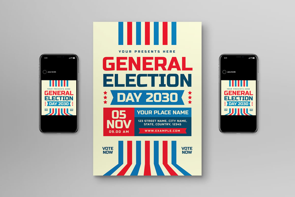 白色复古选举宣传传单海报 White Retro Election Day Flyer