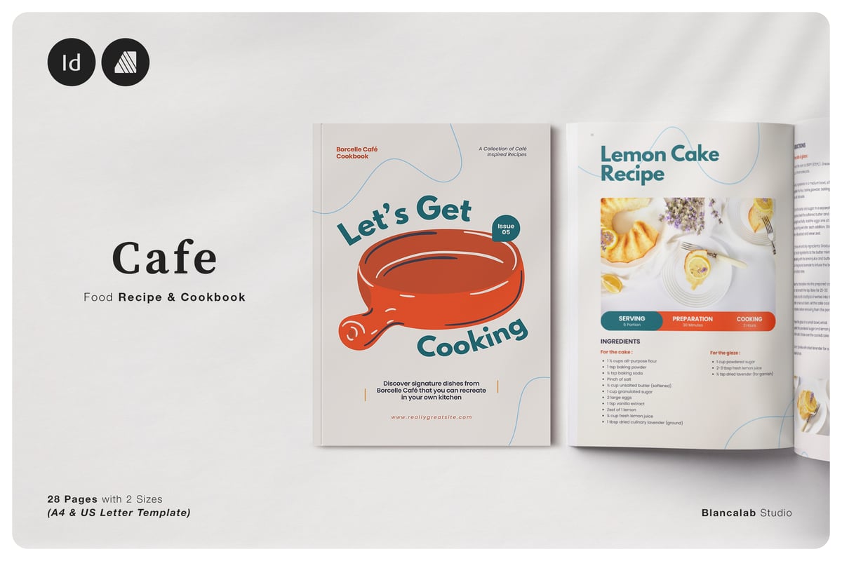 咖啡馆食品食谱菜单模板 Cafe Food Recipe and Cookbook