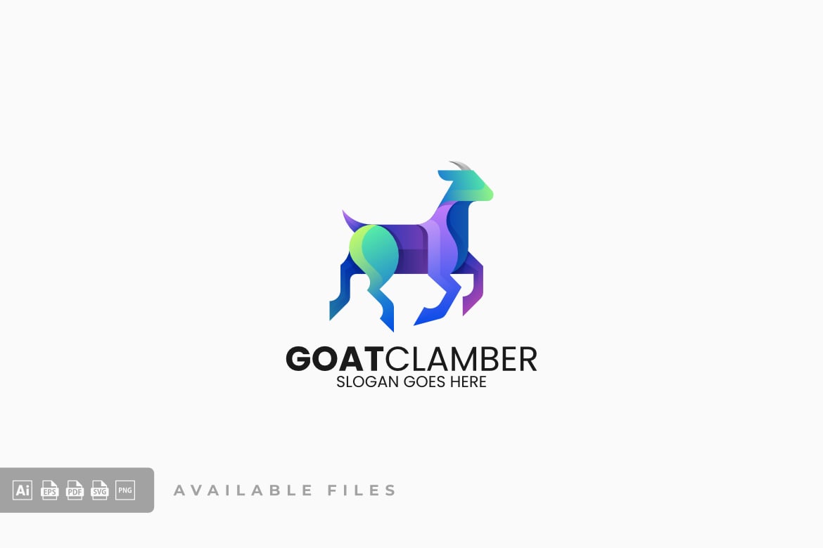 山羊渐变彩色标志Logo设计模板 Goat Gradient Colorful Logo