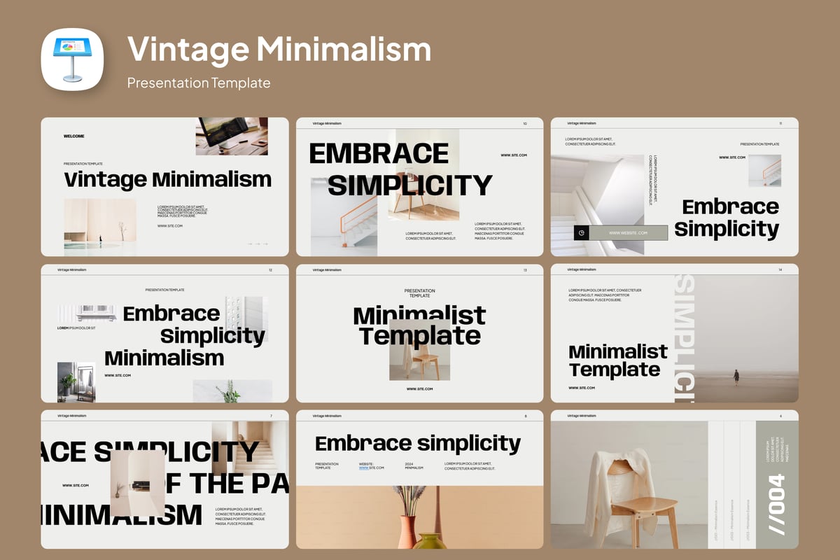 复古极简主义基调Keynote幻灯片模板素材 Vintage minimalism Keynote