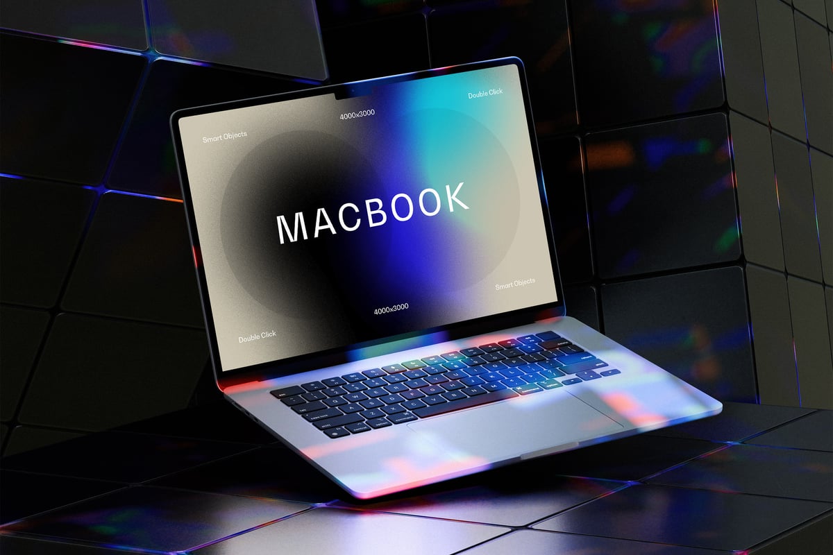 霓虹灯 Macbook Air 电脑样机 (PSD)