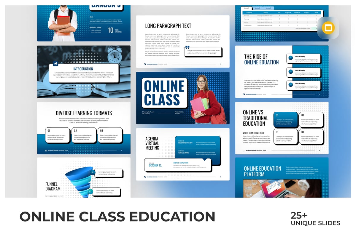 在线课程谷歌幻灯片演示模板 Online Class Google Slide