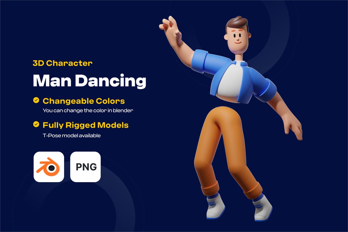 跳舞男性3D插画 Man Dancing 3D Illustration