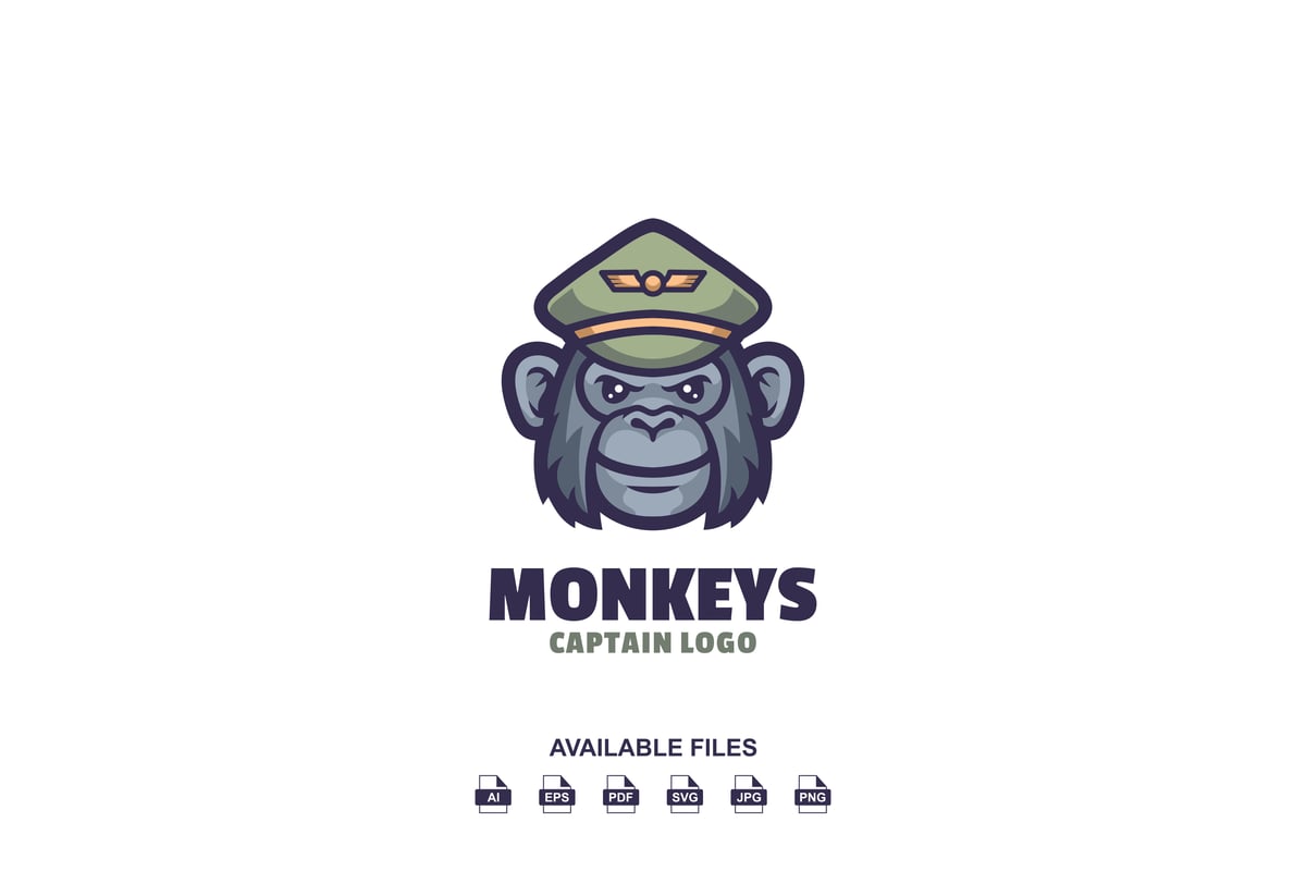 猴子队长标志Logo设计模板 Monkey Captain Logo