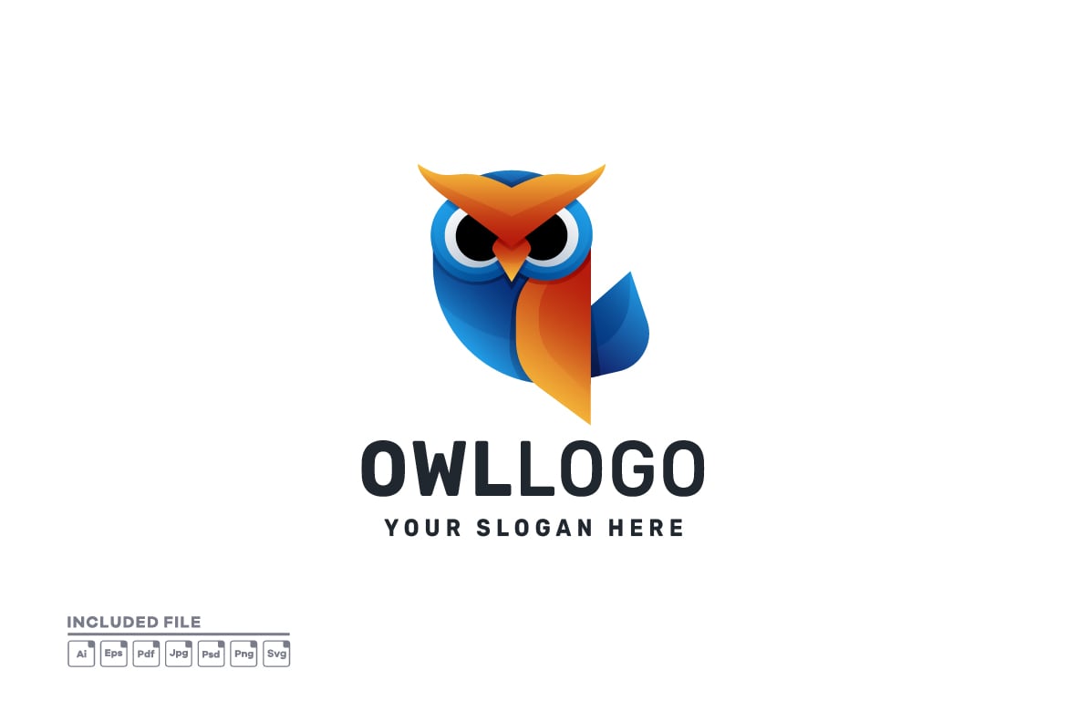 猫头鹰渐变标志Logo设计模板 Owl Gradient Logo