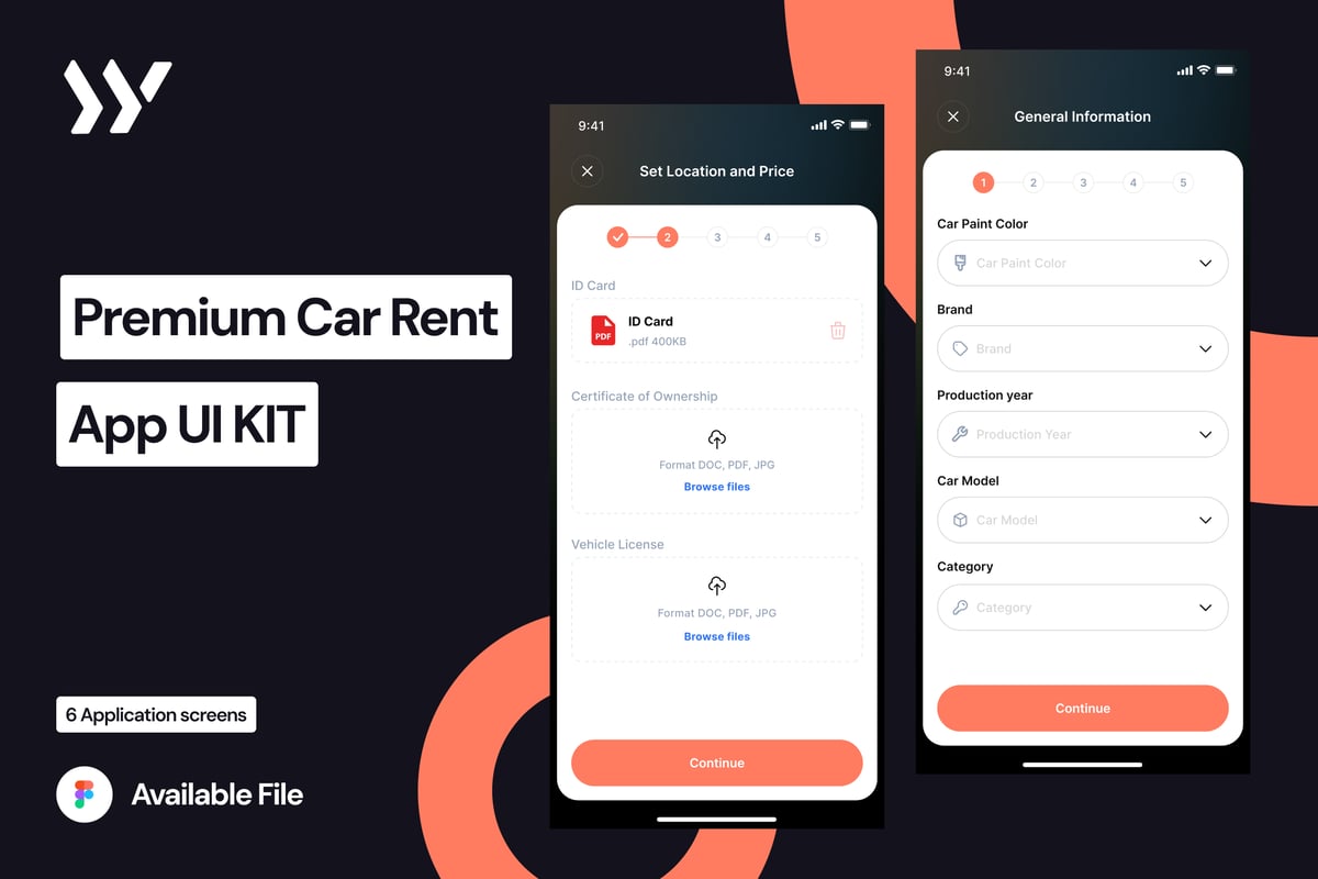 高级汽车租赁 - 销售 APP UI KIT (FIG)