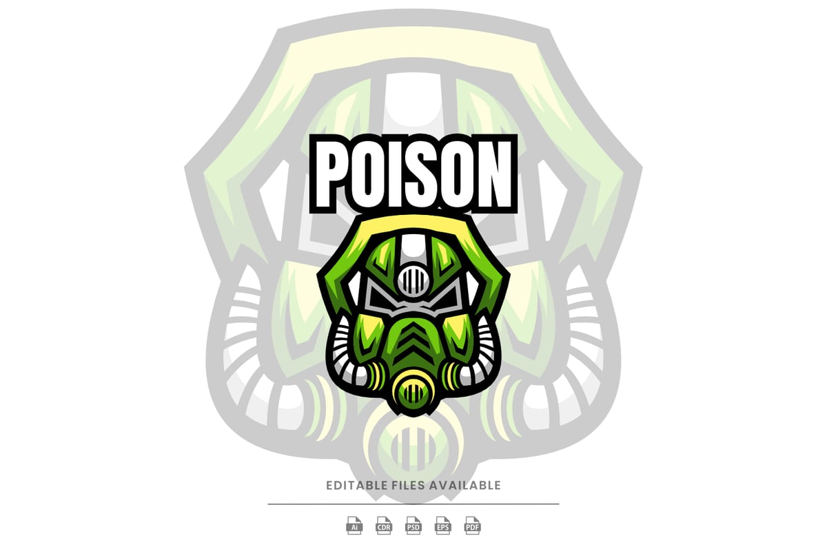 毒气面具电子竞技和运动标志Logo设计模板 Poison E- Sport and Sport Logo