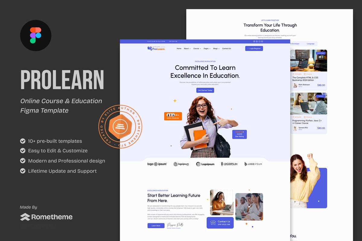 在线课程和教育网站设计Figma模板 ProLearn - Online Course & Education Figma