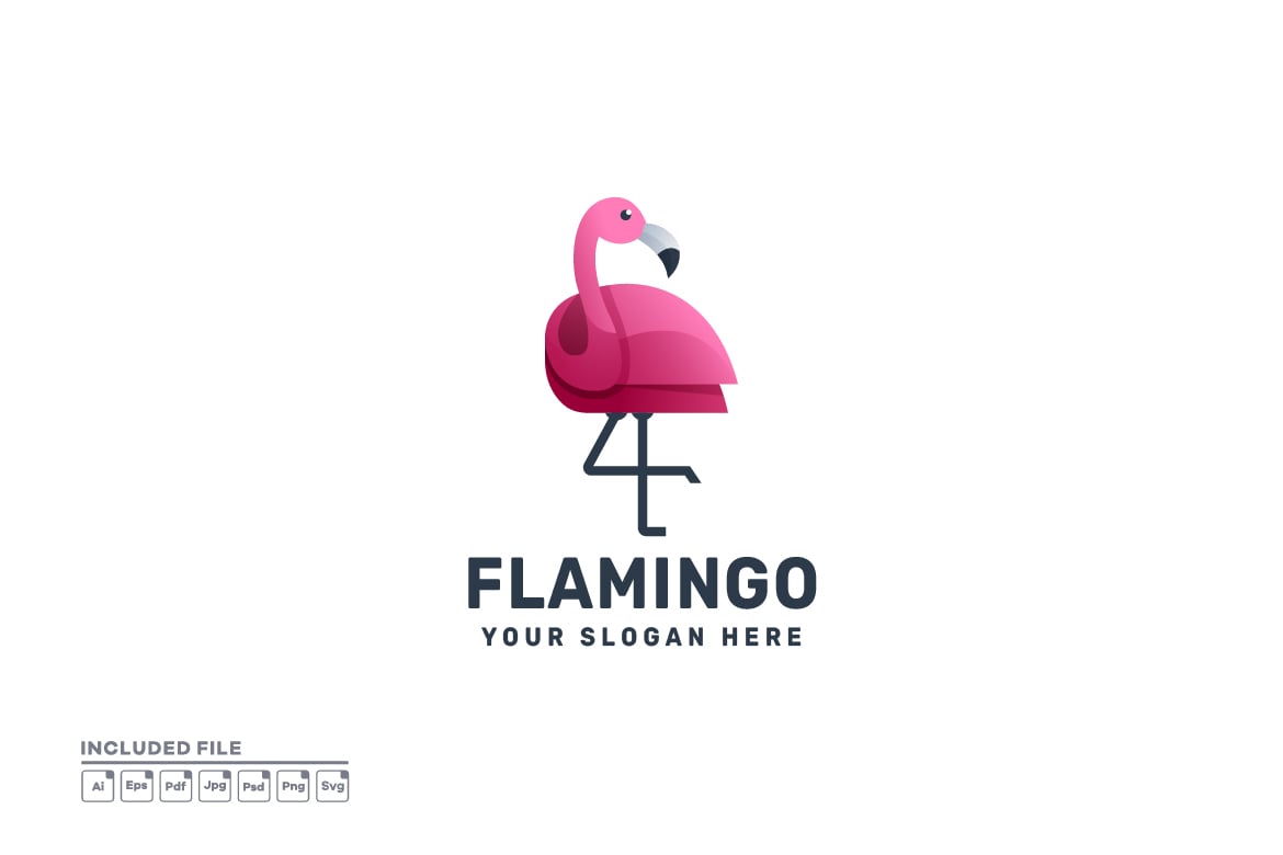 火烈鸟渐变标志Logo设计模板 Flamingo Gradient Logo