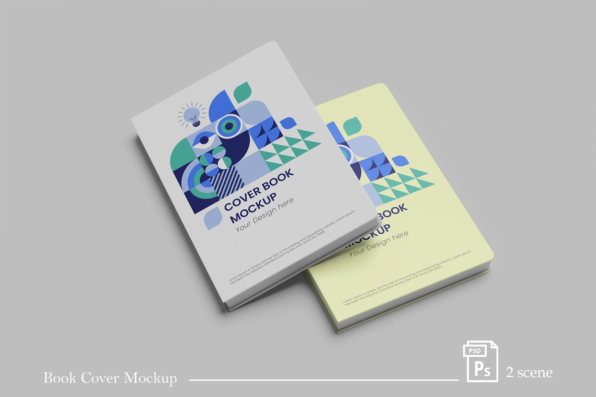 书籍封面样机 (PSD,PDF)