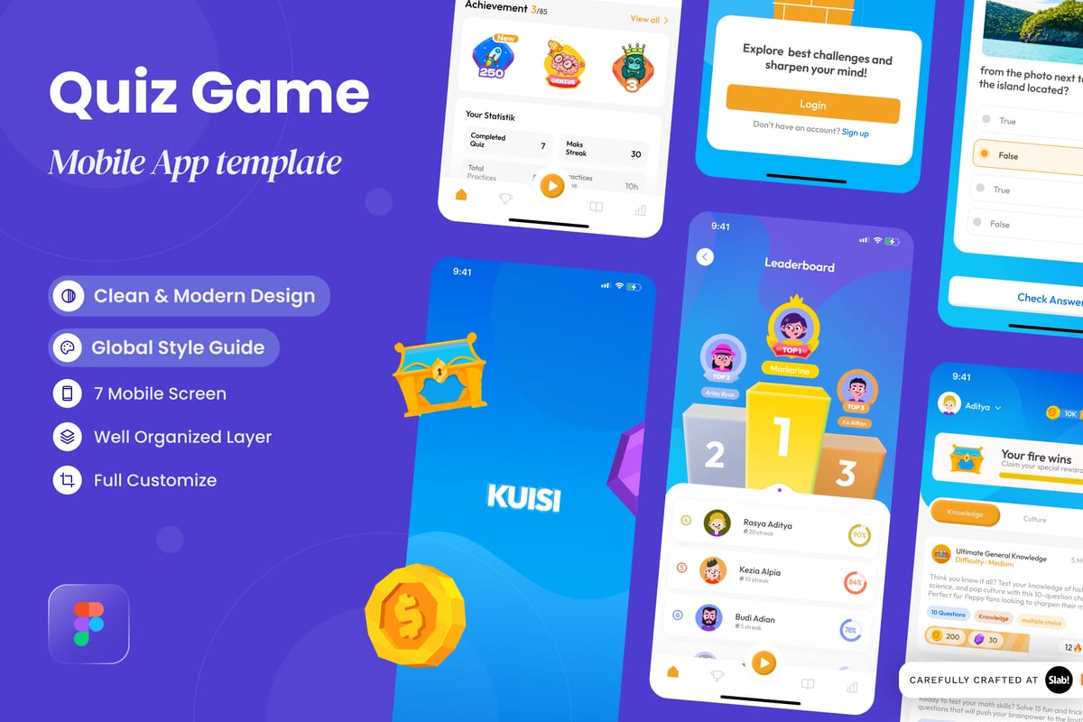 问答游戏手机版 APP UI KIT (FIG)