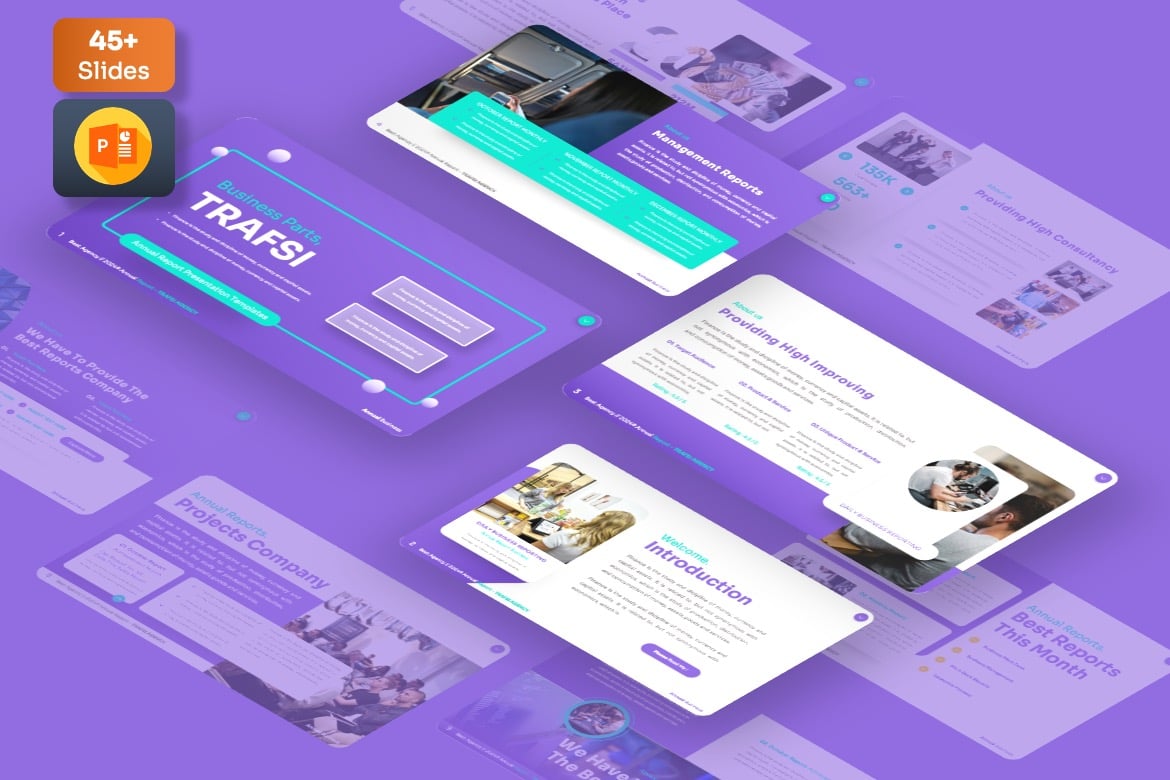 企业年度报告Powerpoint模板下载 Trafsi - Annual Report Powerpoint Template