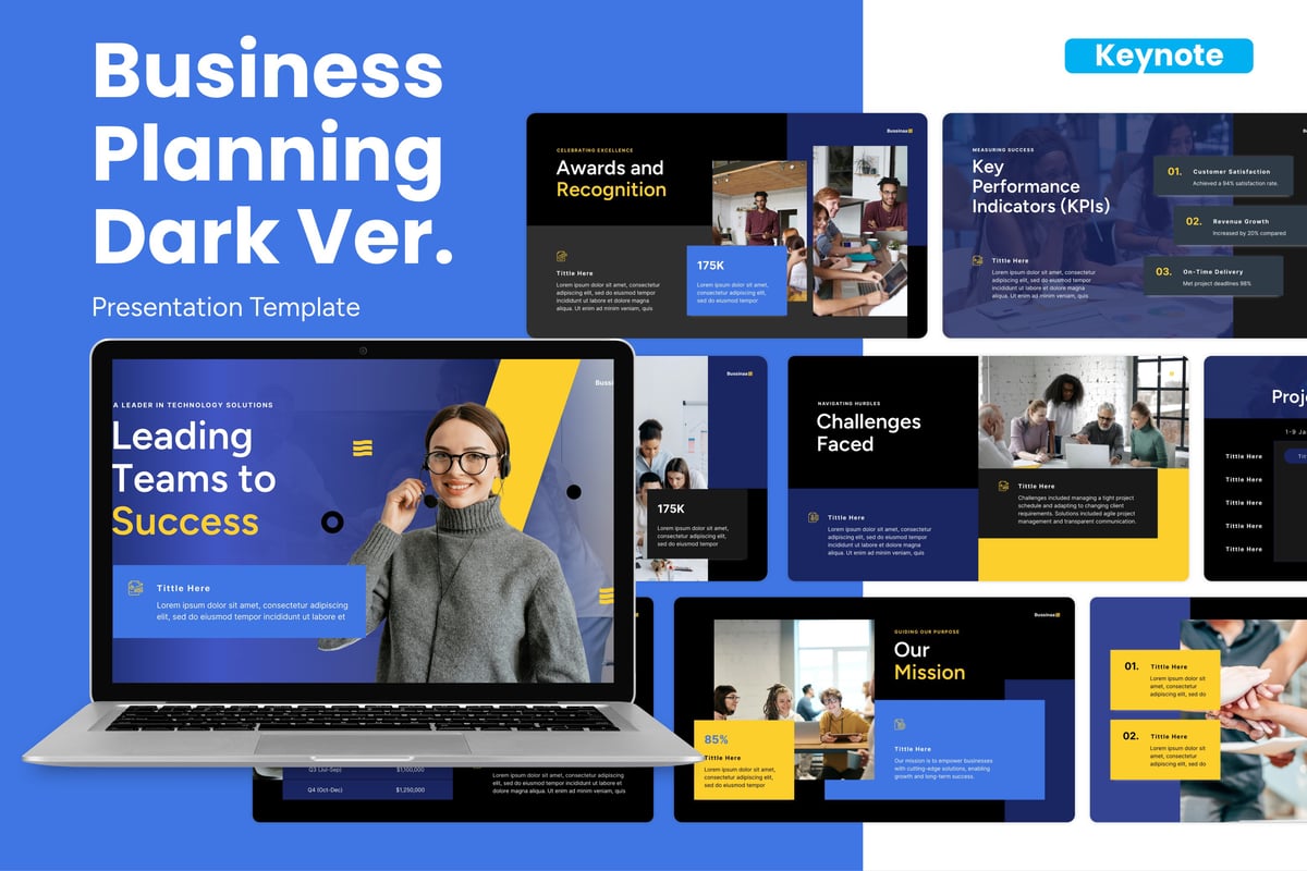 暗黑商业方案计划Keynote幻灯片模板 Business Planning Dark Ver. - Keynote Template