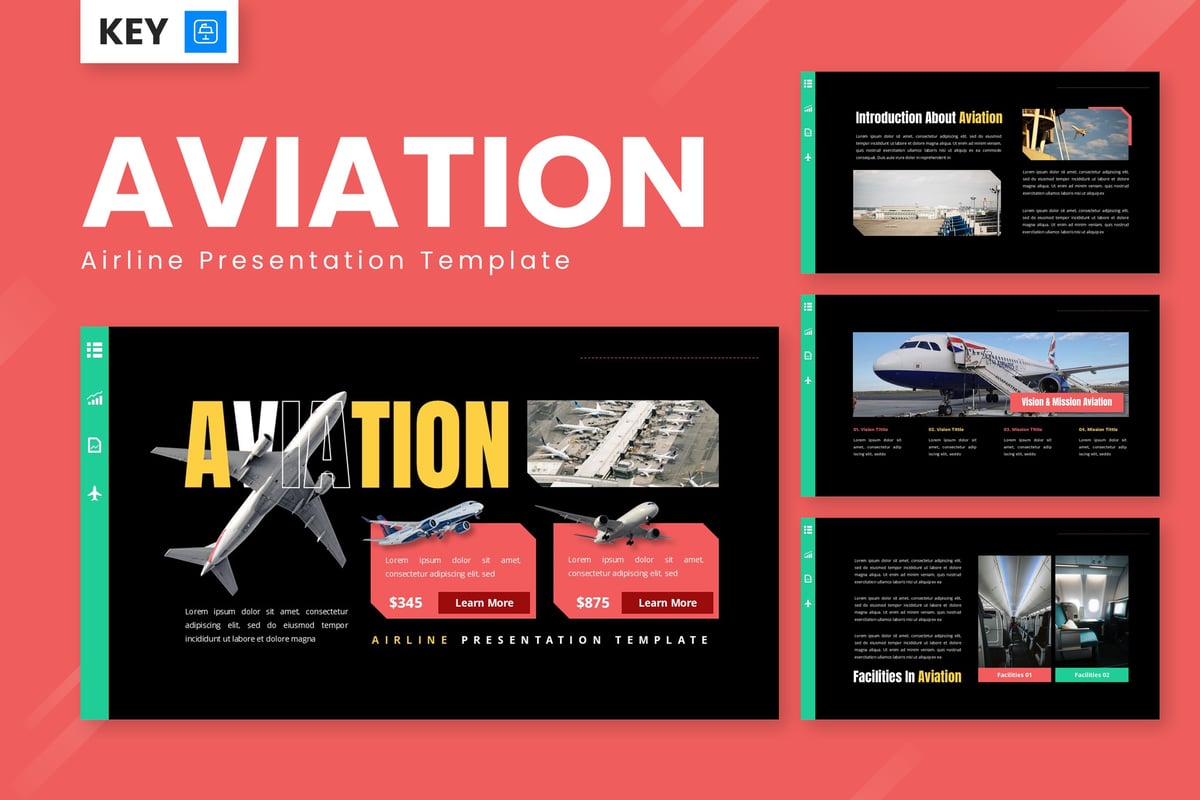 航空公司演示Keynote模板 Aviation - Airline Keynote Templates
