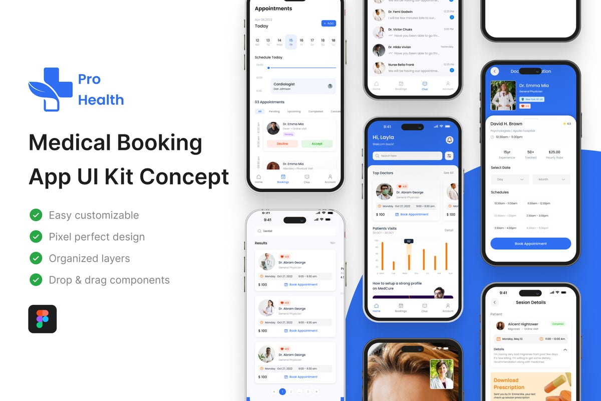 医疗预约应用 APP UI KIT (FIG)