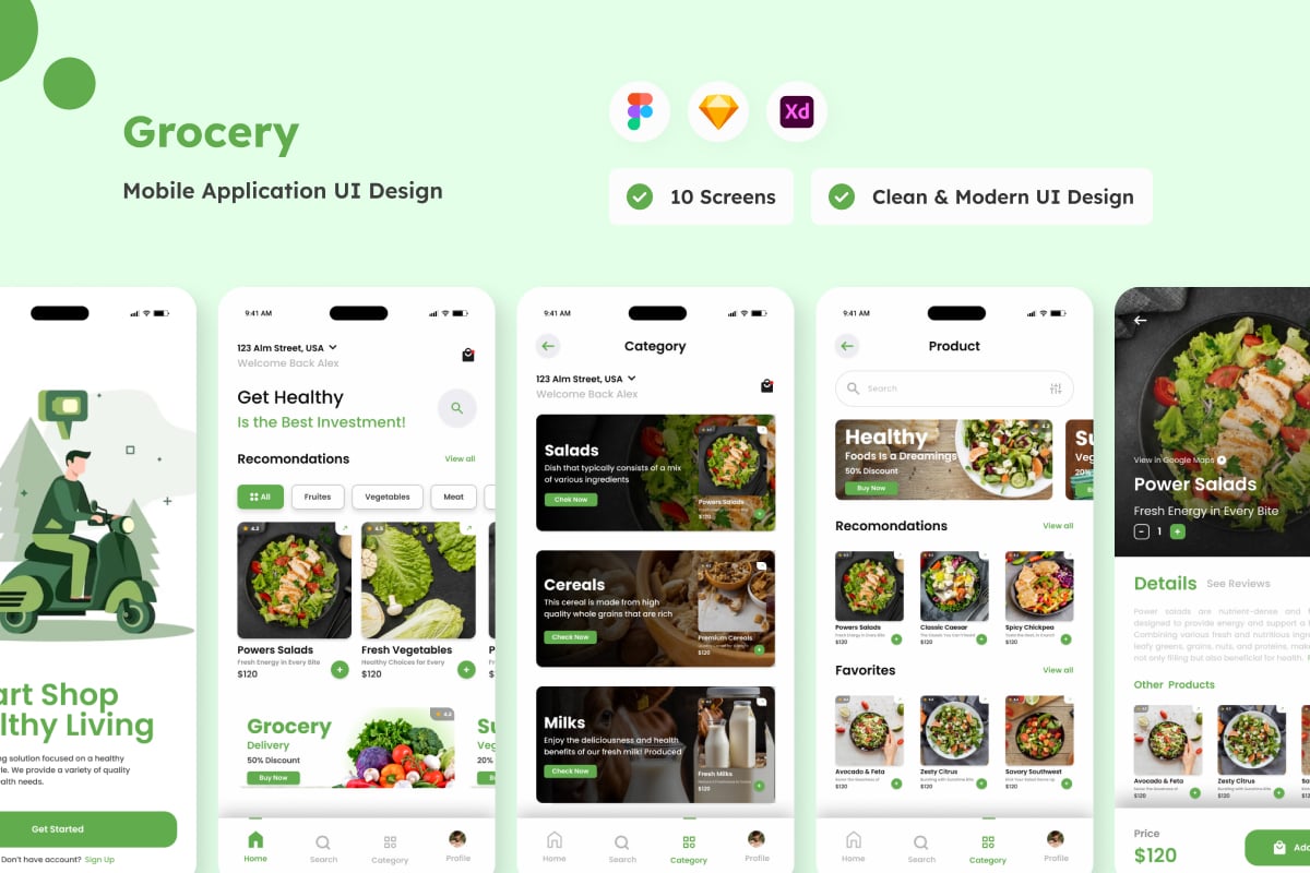 食品蔬果杂货移动应用程序APP设计模板 Easy Marts - Grocery Mobile App
