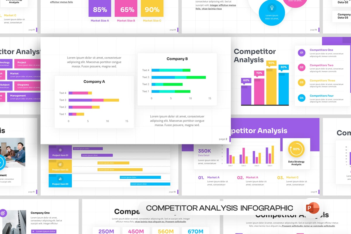 竞争对手分析演示文稿PPT模板 Competitor Analysis PowerPoint