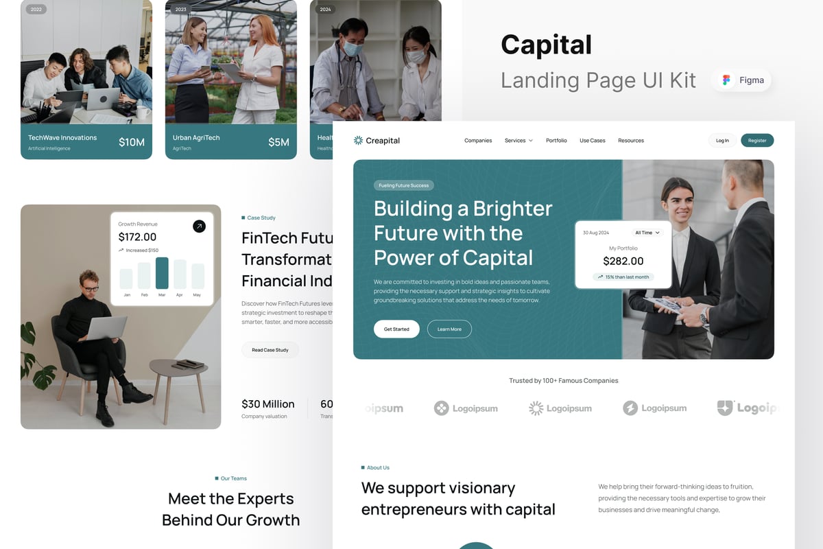 资本网站登陆页面UI设计模板 Creapital - Capital Landing Page