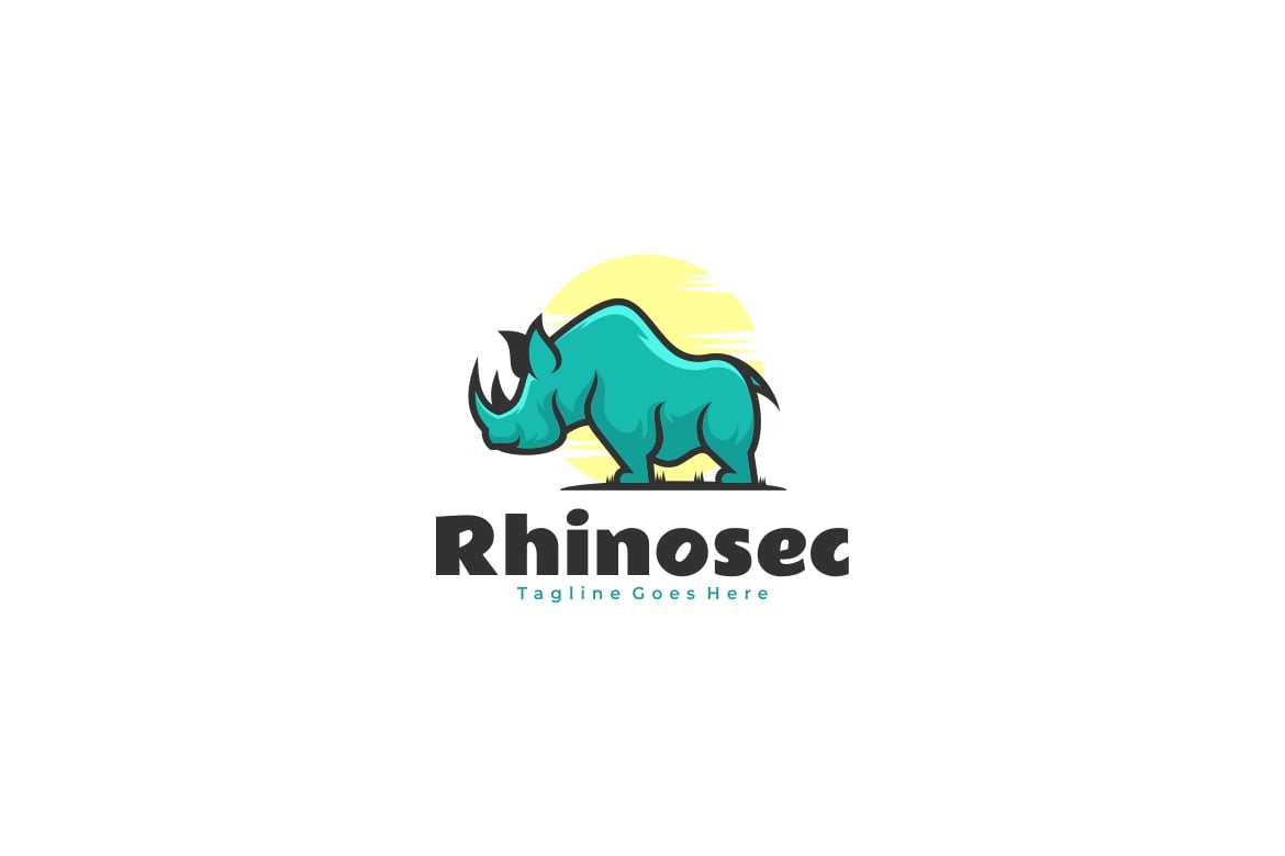 犀牛简单吉祥物标志Logo设计模板 Rhino Simple Mascot Logo