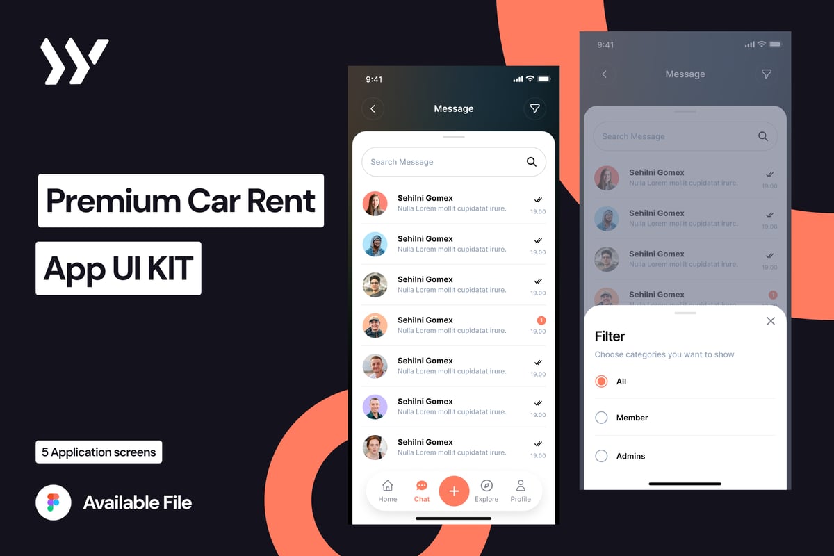 高级租车 - 聊天 APP UI KIT (FIG)
