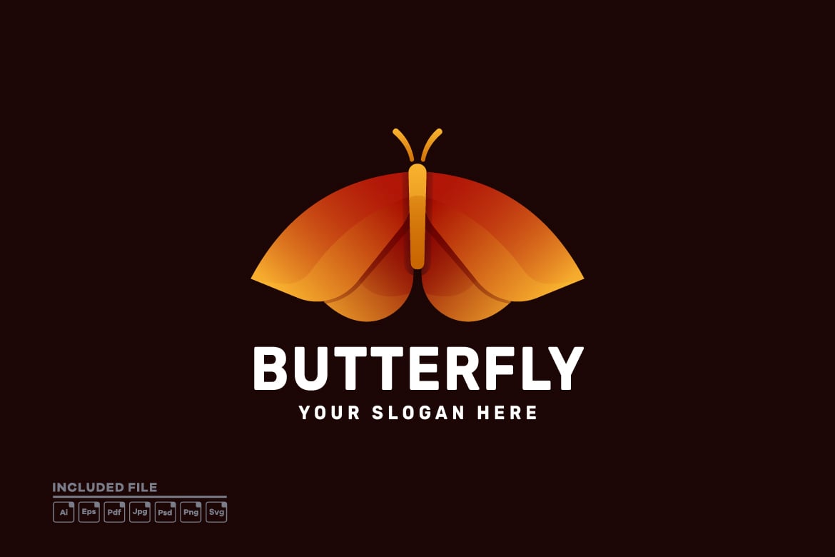 蝴蝶渐变标志Logo设计模板 Butterfly Gradient Logo