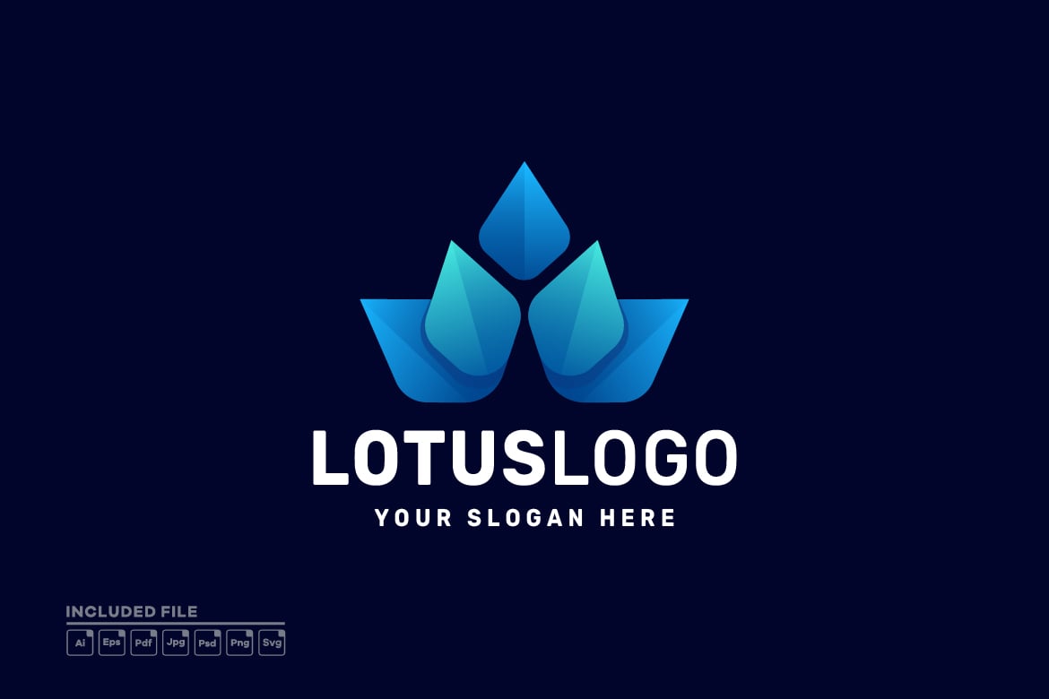 莲花渐变标志Logo设计模板 Lotus Gradient Logo