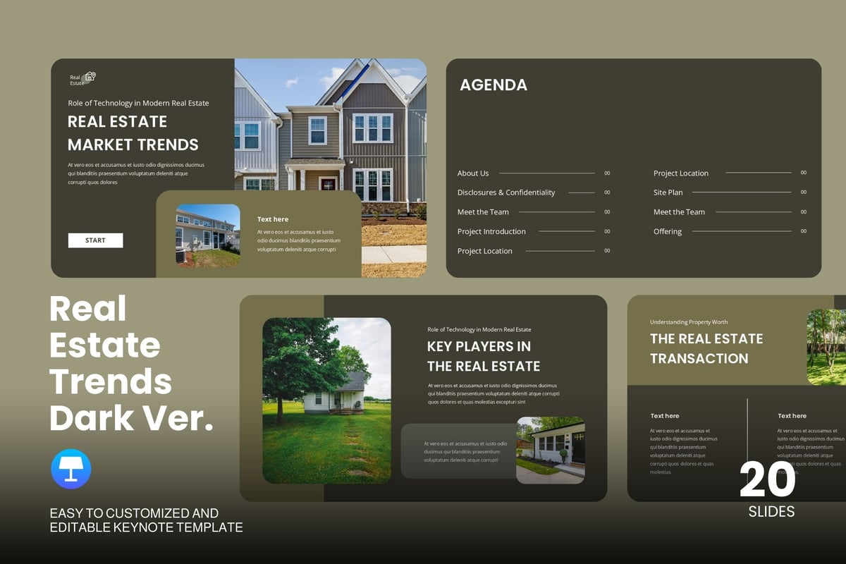 房地产市场投资发展Keynote幻灯片模板 Real Estate Trends - Keynote Template