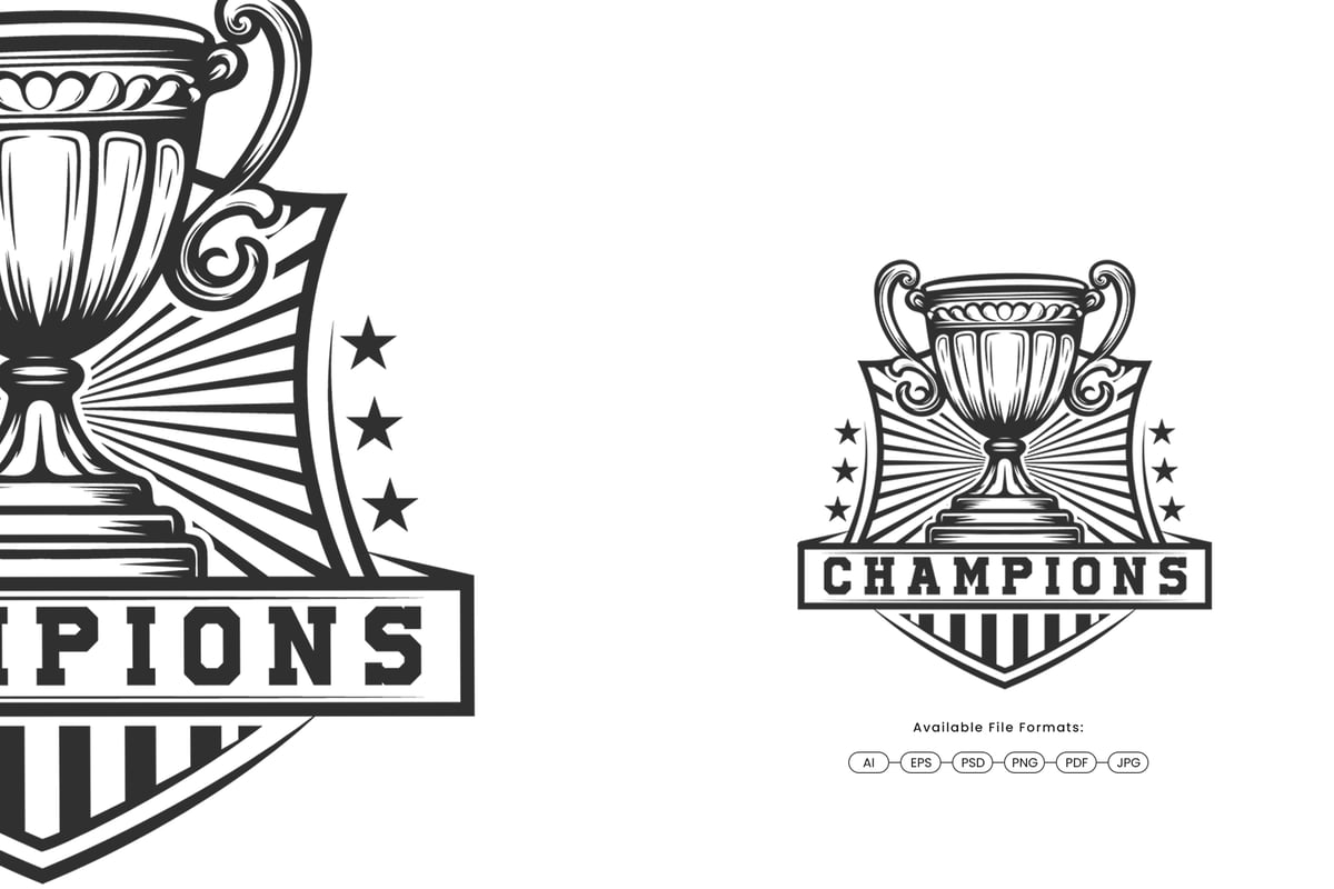 冠军联赛奖杯标志Logo设计模板 Champions League Logo Design Template