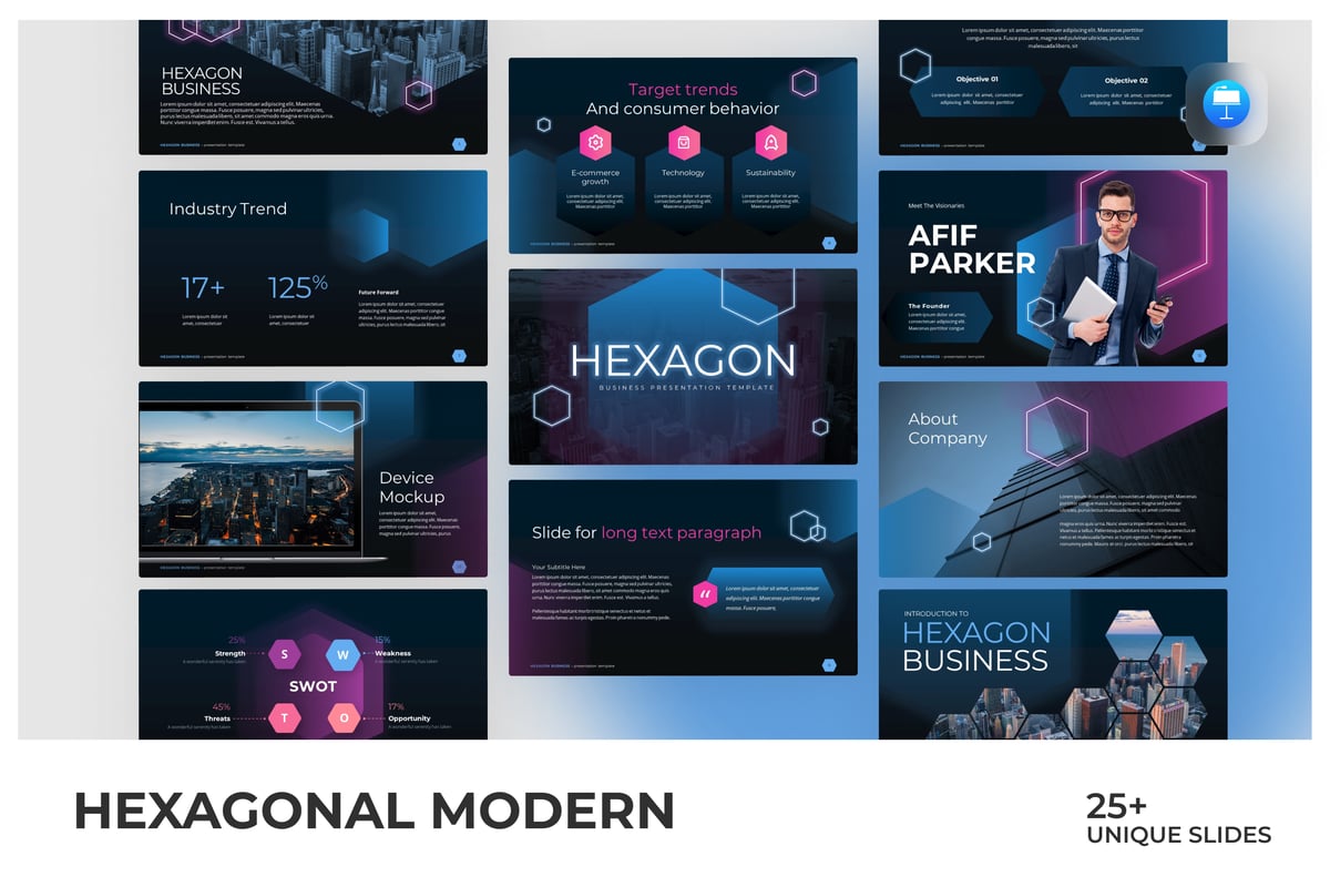 六边形现代科技感Keynote演示文稿 Hexagonal Modern Keynote
