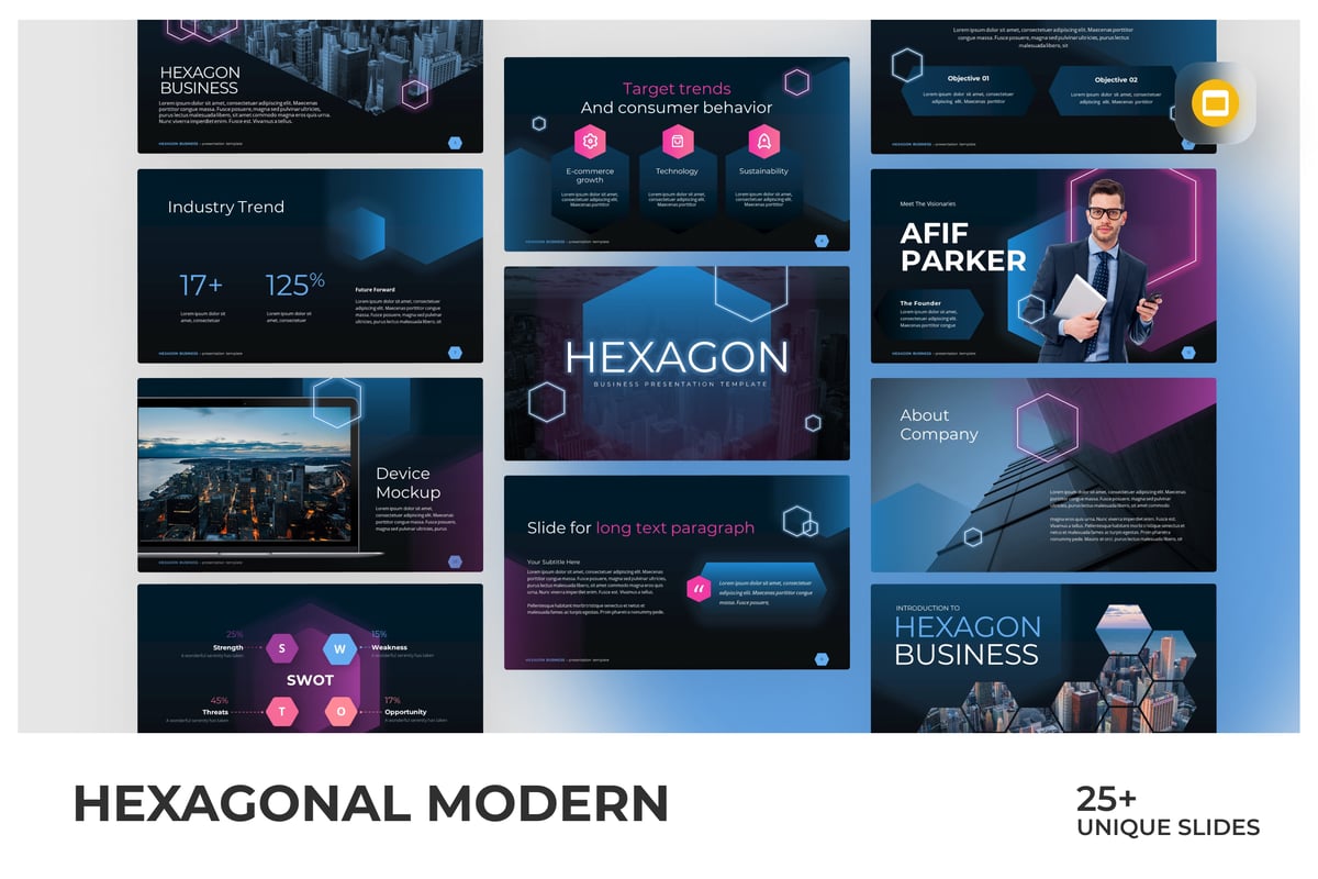 六边形现代科技感谷歌幻灯片模板下载 Hexagonal Modern Google Slide