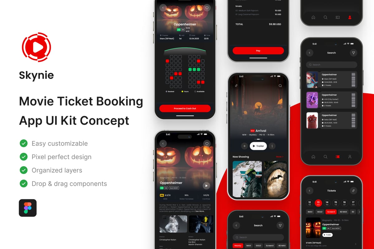 电影票预订应用 APP UI KIT (FIG)