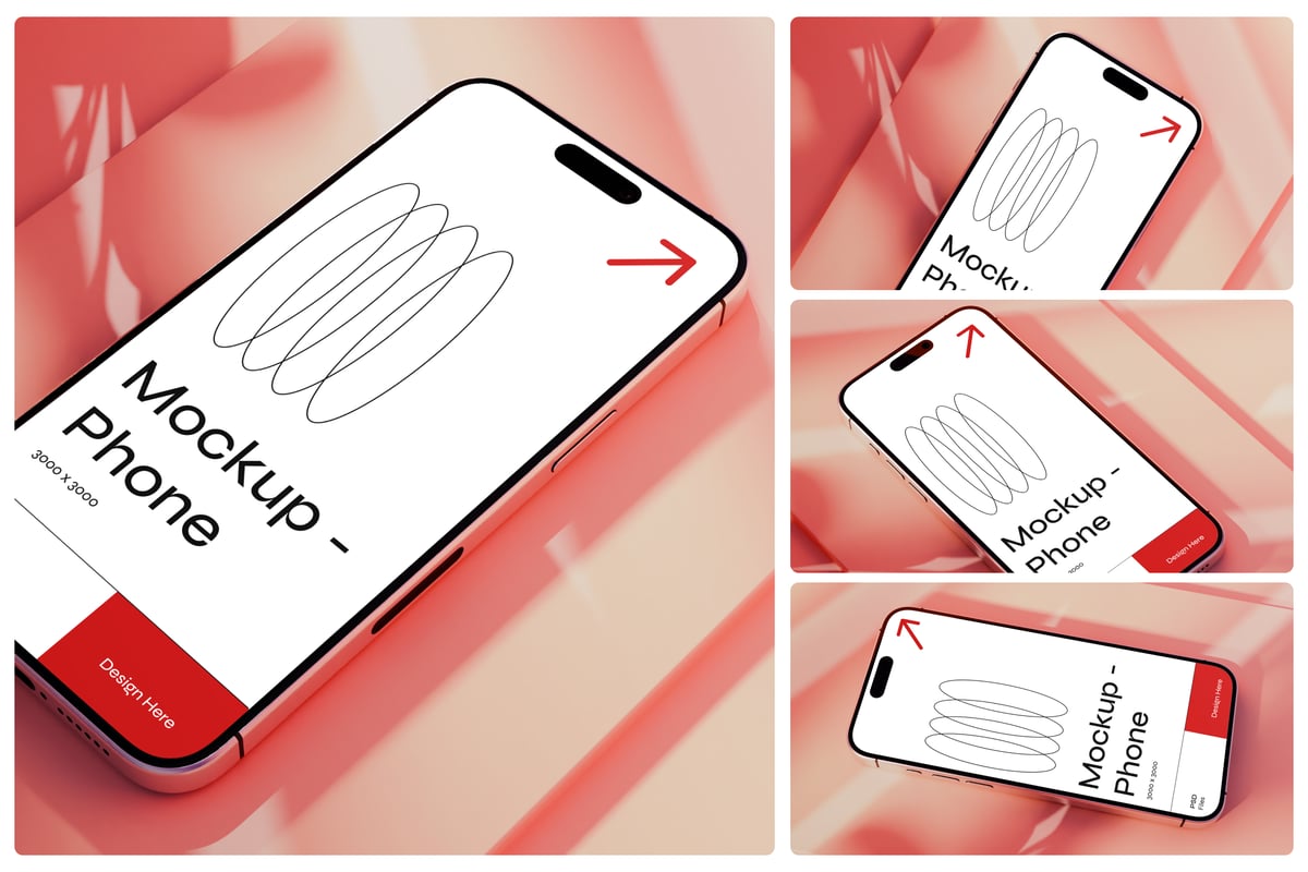 粉红色玻璃iPhone 16样机上的手机 (PSD)