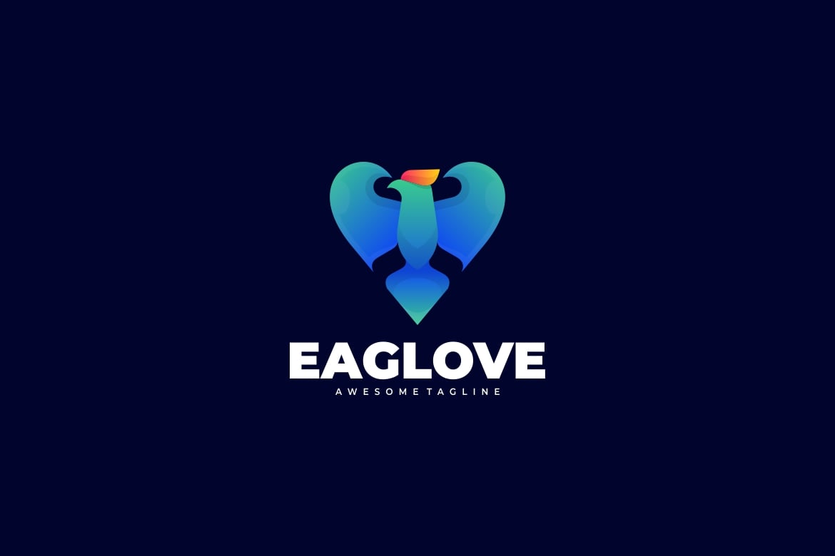 爱心鹰渐变彩色标志Logo设计模板 Eagle Love Gradient Colorful Logo