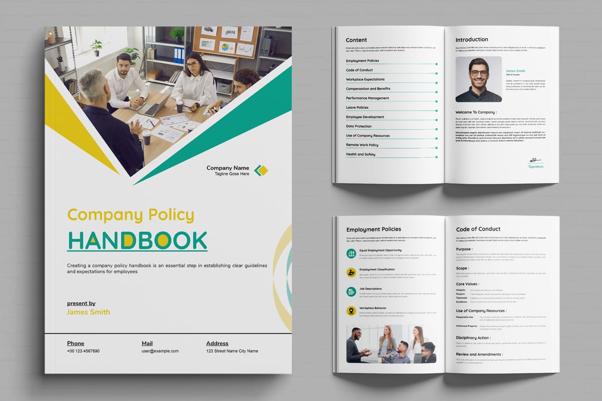 公司政策手册布局设计模板 Company Policy Handbook Layout