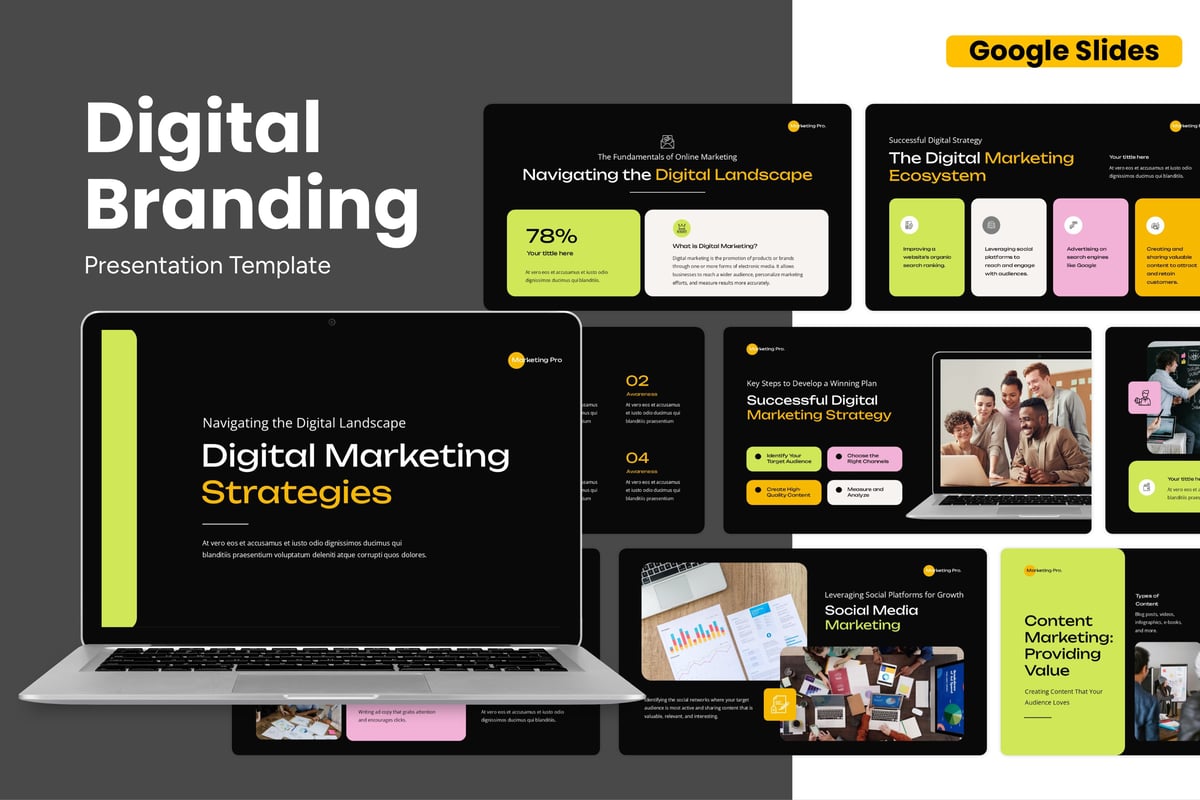 数字品牌谷歌幻灯片模板 Digital Branding - Google Slides Tempplate