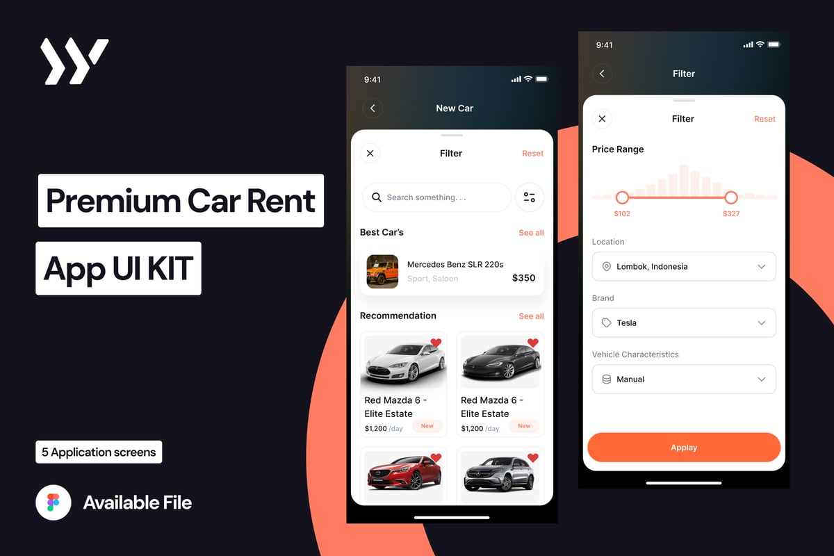 高级汽车租赁 - 交易 APP UI KIT (FIG)