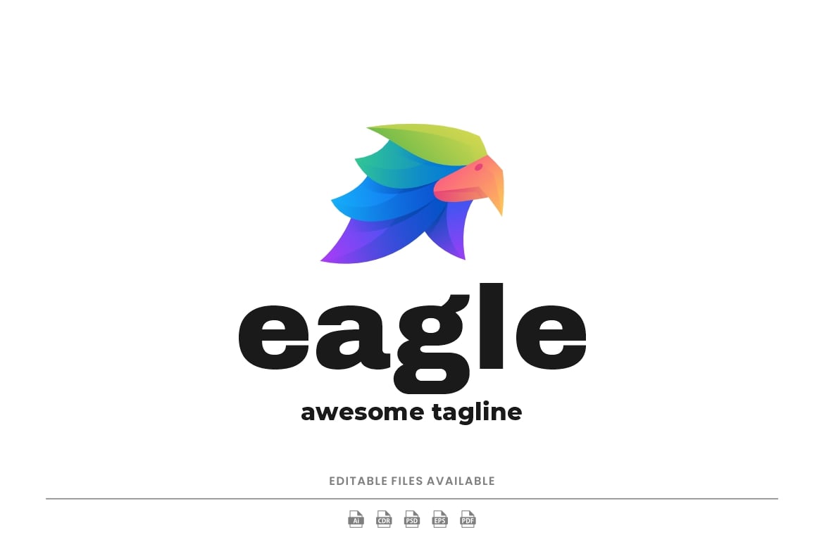 鹰渐变彩色标志Logo设计模板 Eagle Gradient Colorful Logo