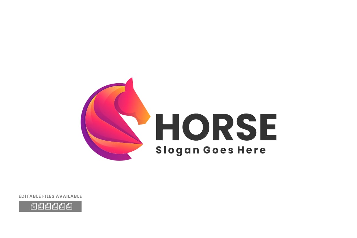马渐变彩色标志Logo设计模板 Horse Gradient Colorful Logo
