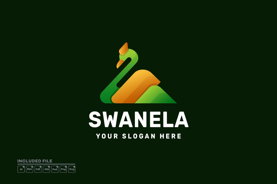 天鹅渐变标志Logo设计模板 Swan Gradient Logo