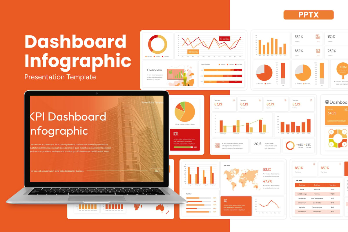 仪表板信息图表PowerPoint演示文稿模板 Dashboard Infographic - Powerpoint Template