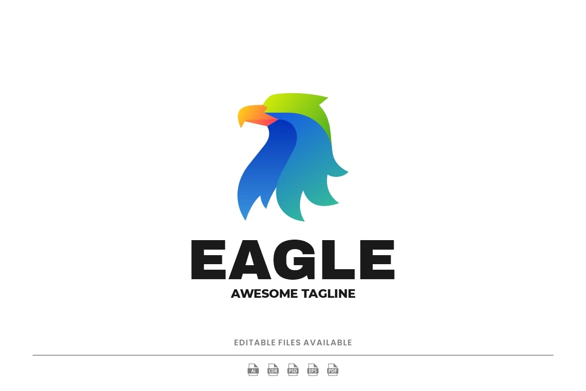 鹰渐变彩色标志Logo设计模板 Eagle Gradient Colorful Logo