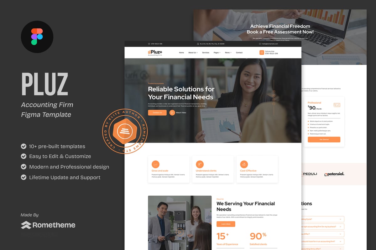 会计师事务所网站设计Figma模板 Pluz - Accounting Firm Figma Template