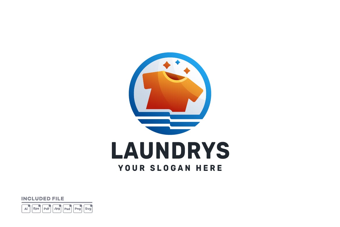 洗衣渐变标志Logo设计模板 Laundry Gradient Logo