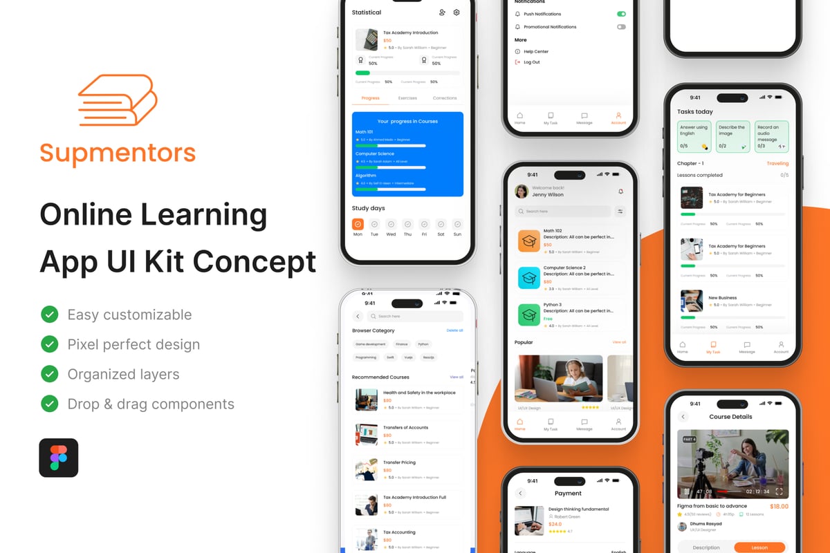 在线学习应用 APP UI KIT (FIG)