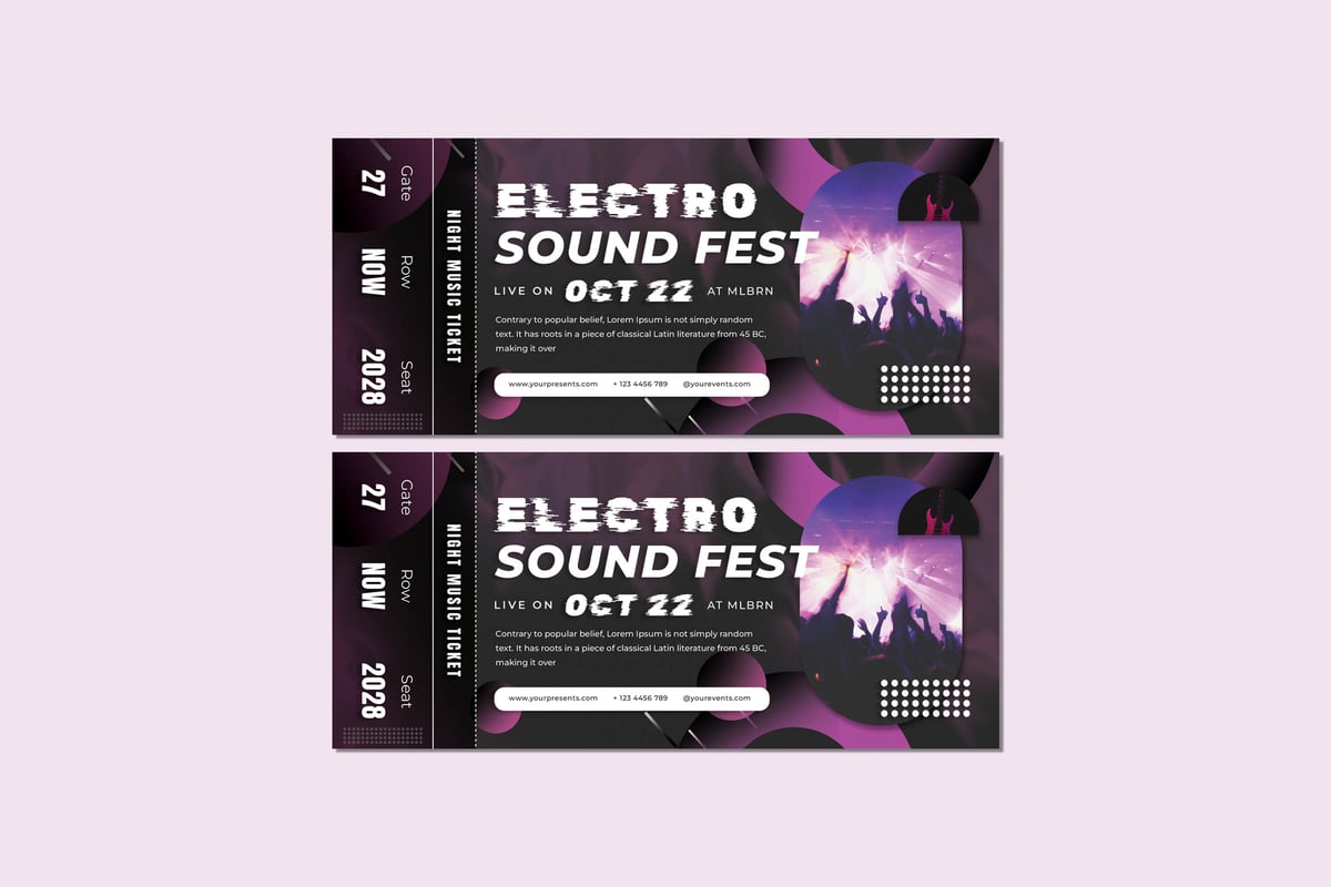 电声门票入场券设计模板 Electro Sound Ticket